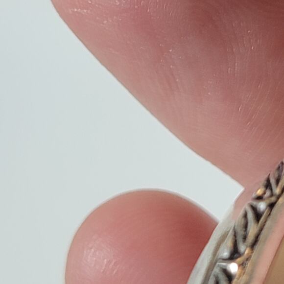 Handmade Silver Pendant With White Dendritic Opal & Floral Bail Detailing - Picture 9 of 10